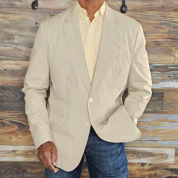 Massimo Dutti 100% Cotton Working Cuffs Unconstructed Summer Blazer Jacket 46R